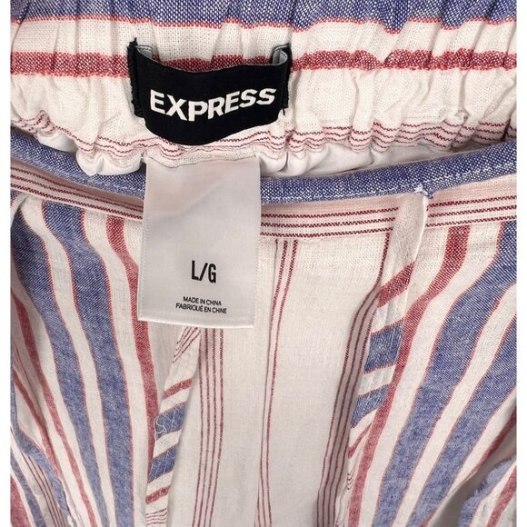 EXPRESS Womens High Waisted Striped Linen-Blend Split Leg Pants Size Large - Picture 4 of 7
